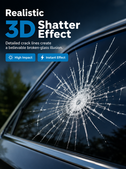 💥 3D Car Window Shatter Prank Decal