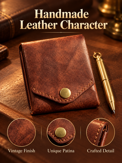 🎁Vintage Handmade Leather Wallet With Business Card Holder