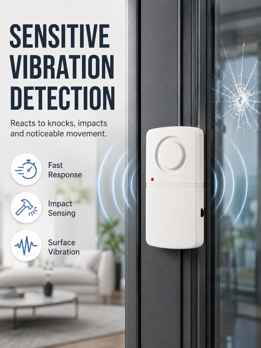🚨 Wireless Door & Window Vibration Alarm – Smart Home Security Sensor