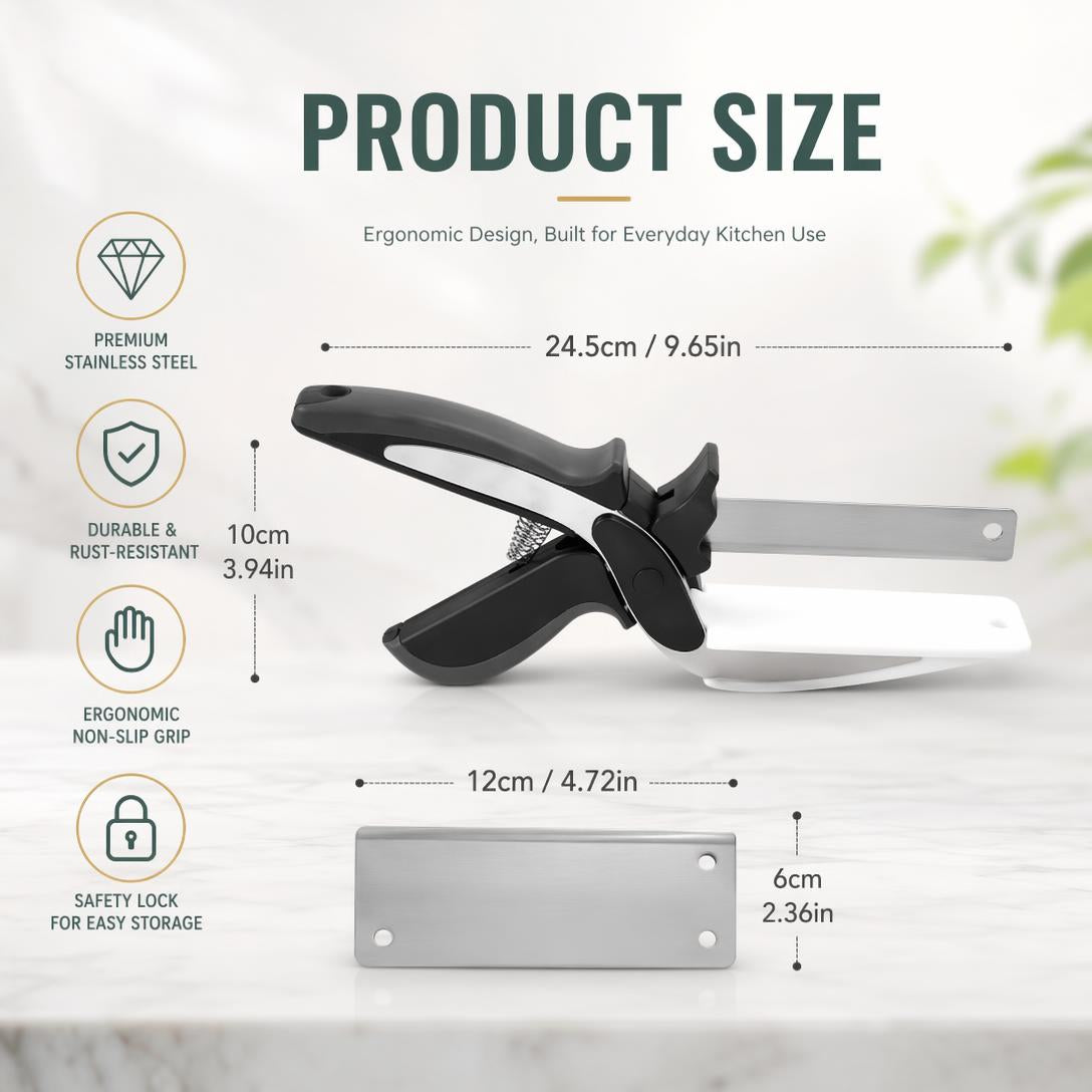 ✂️ 2 in 1 Kitchen Scissors for Food - Stainless Steel Cutting Board Scissors with Safety Lock