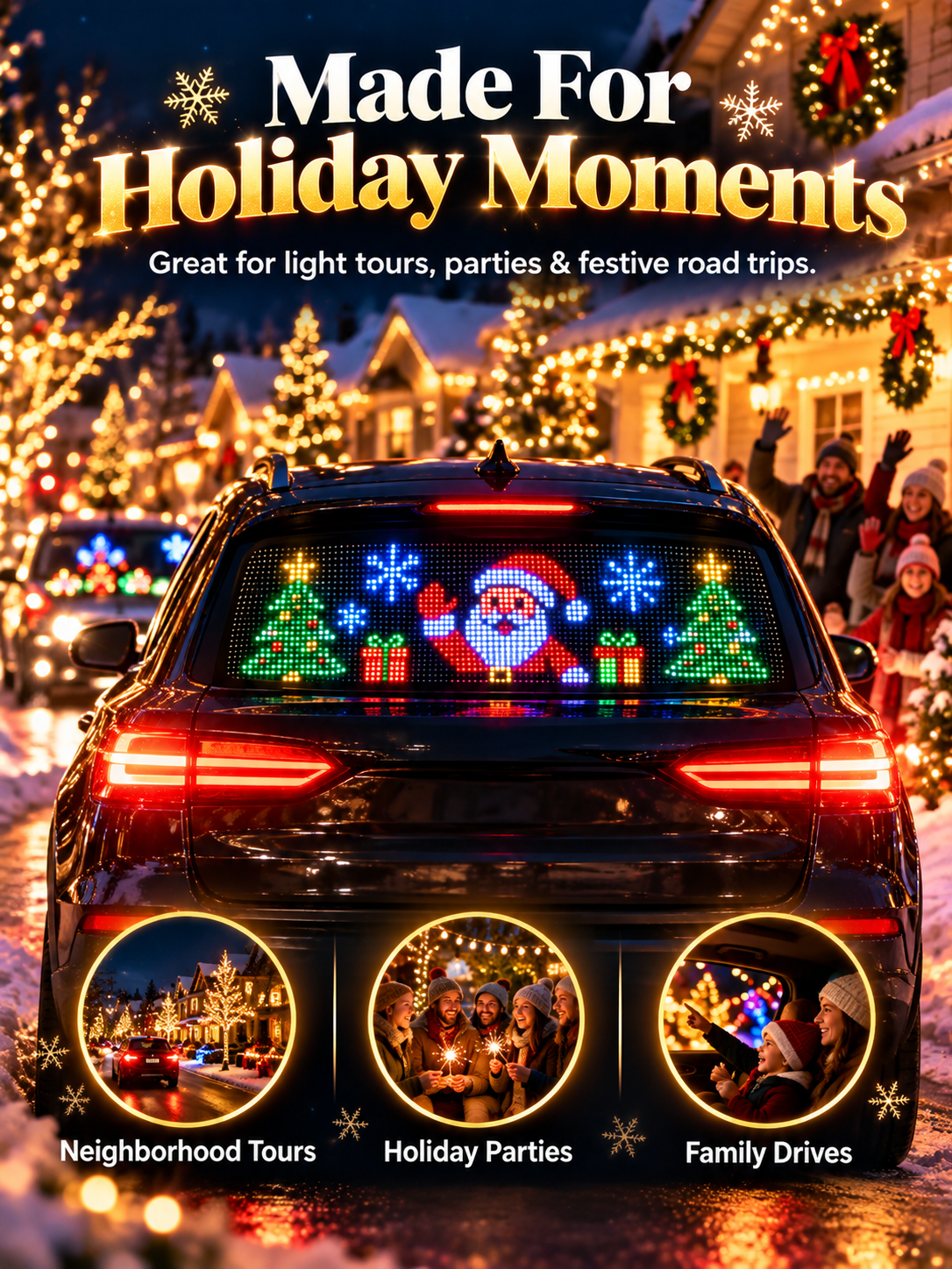 🎄 Christmas LED Car Rear Window Display – App-Controlled Flexible Pixel Screen