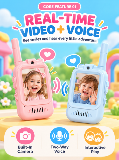 🌈Kids Video Walkie Talkie Set (2-Pack) – Intercom with Camera & Screen