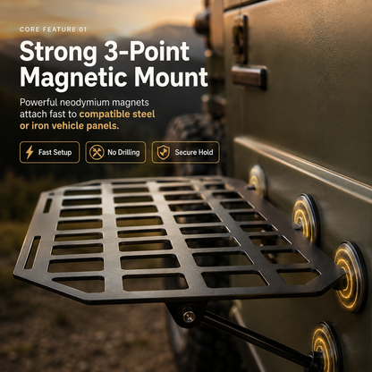 Rugged Magnetic Vehicle Table | Portable Camping Table with Mesh Surface