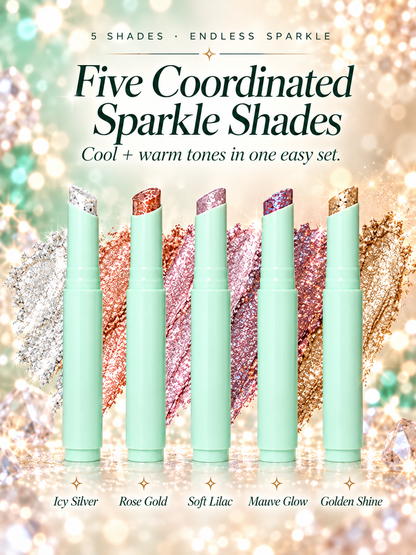✨ 5-Piece Glitter Eyeshadow Stick Set – High-Shine Shimmer Makeup
