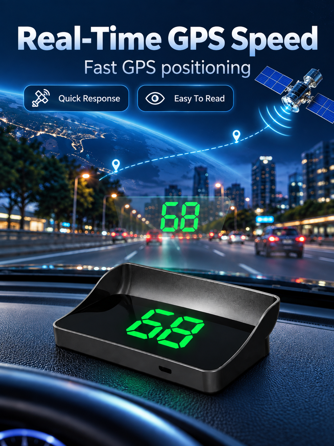 🔥In-vehicle head-up display with GPS functionality