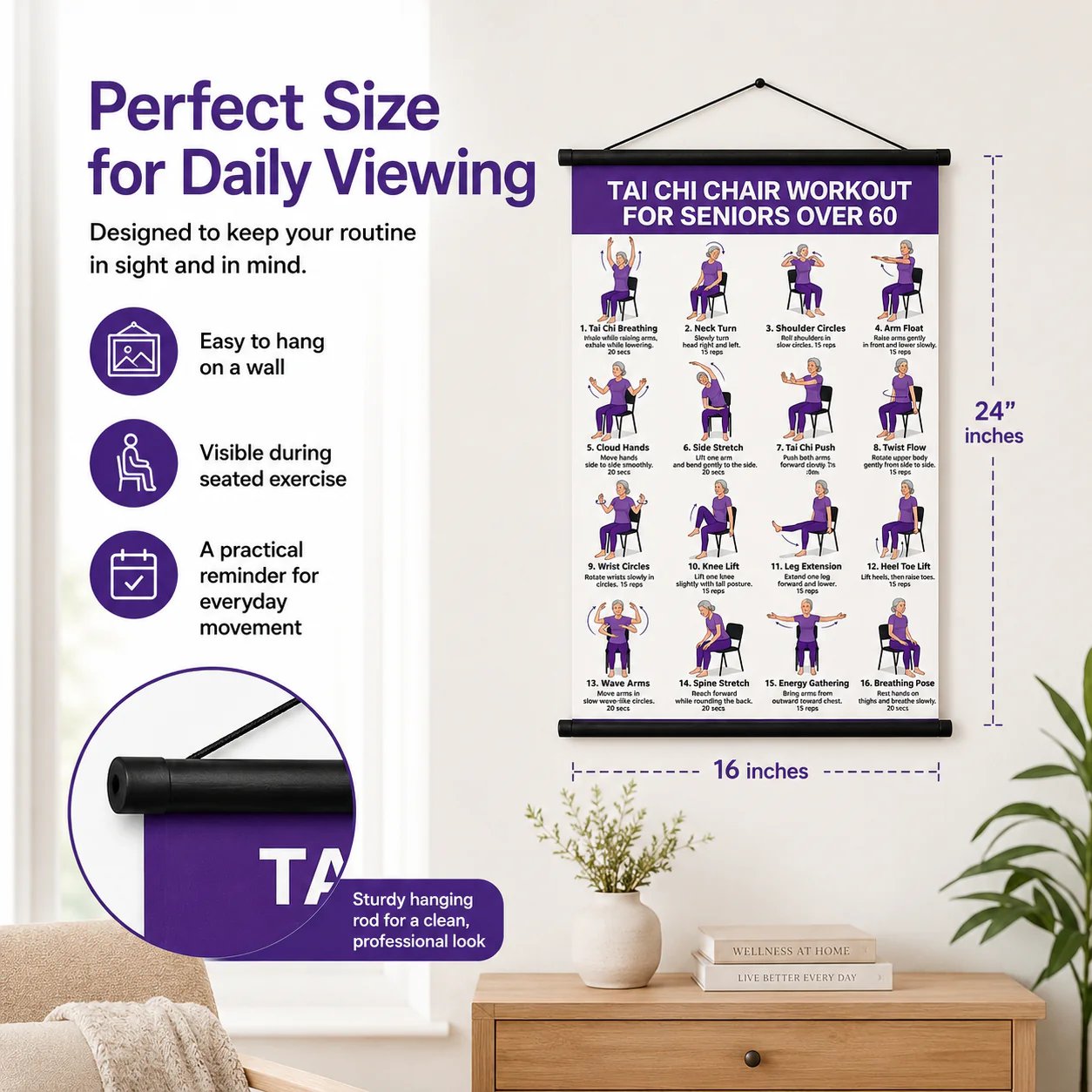 🔥LAST DAY 60% OFF🧘‍♀️☯Tai Chi Chair Workout Chart for Seniors (16 x 24 inches)