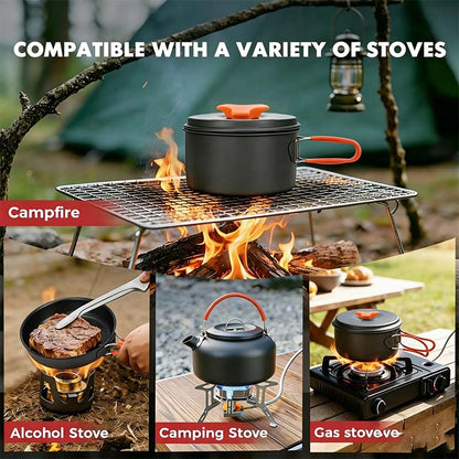 🔥HOT SALE 49% OFF🍳2026 Pro Outdoor Camping Cookware: 3-in-1 Ultra-Light Pots, Pans & Kettle Set! 🏕️🛒