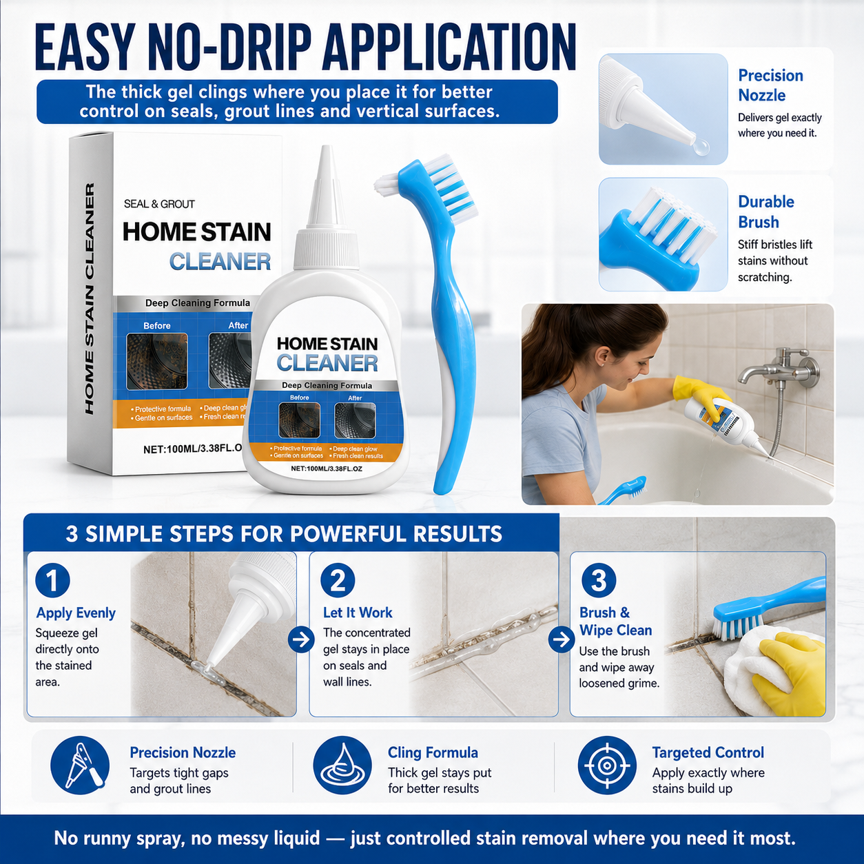 Say Goodbye to Stubborn Mold! Miracle Mold Remover Gel + Scrub Brush