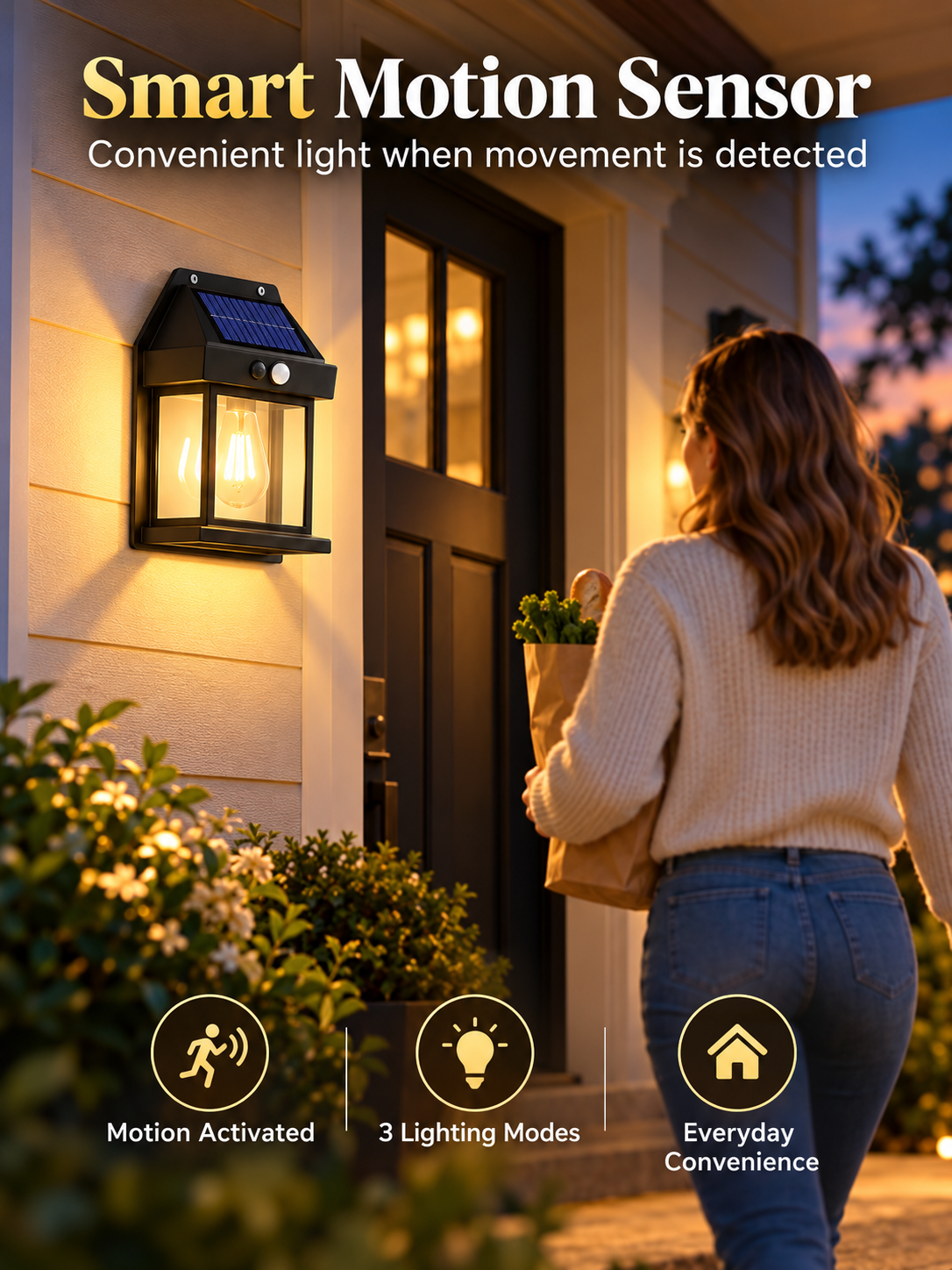 ☀️ 2-Pack Solar Motion Sensor Wall Lights | Warm Glow Outdoor Lanterns 🏡