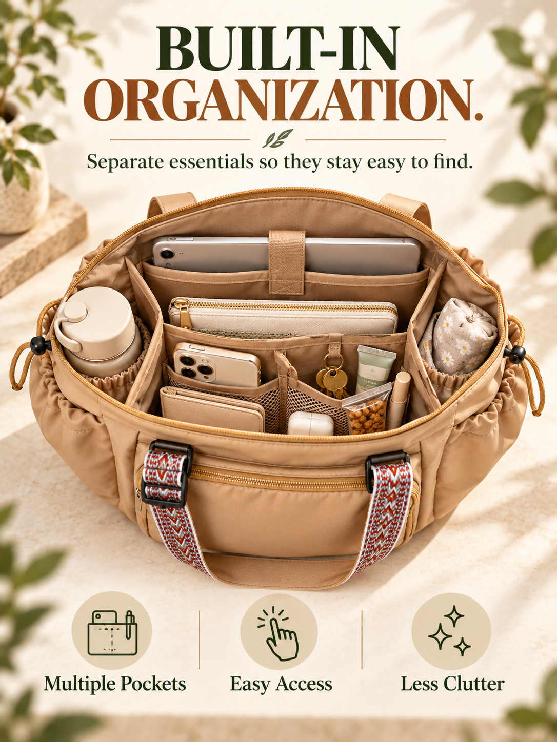 Expandable Tote Bag for Women – Large Capacity Multi-Pocket Work & Travel Bag