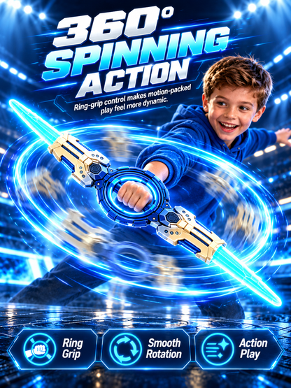 360° Spinning Double-Blade LED Sword | Rechargeable Light-Up Toy