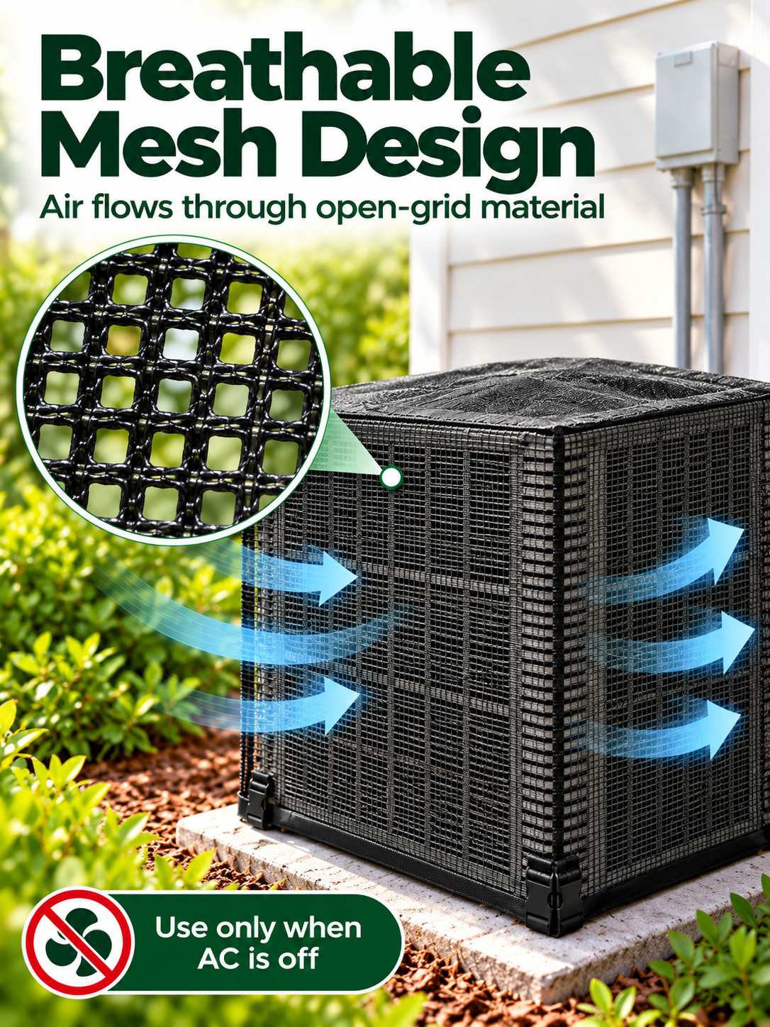 ❄️ Heavy-Duty Mesh AC Cover – All-Season Outdoor Protection