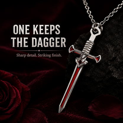 🖤 Heart & Dagger Couple Necklace Set – Two-Piece Gothic Matching Pendants