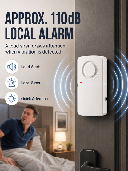 🚨 Wireless Door & Window Vibration Alarm – Smart Home Security Sensor