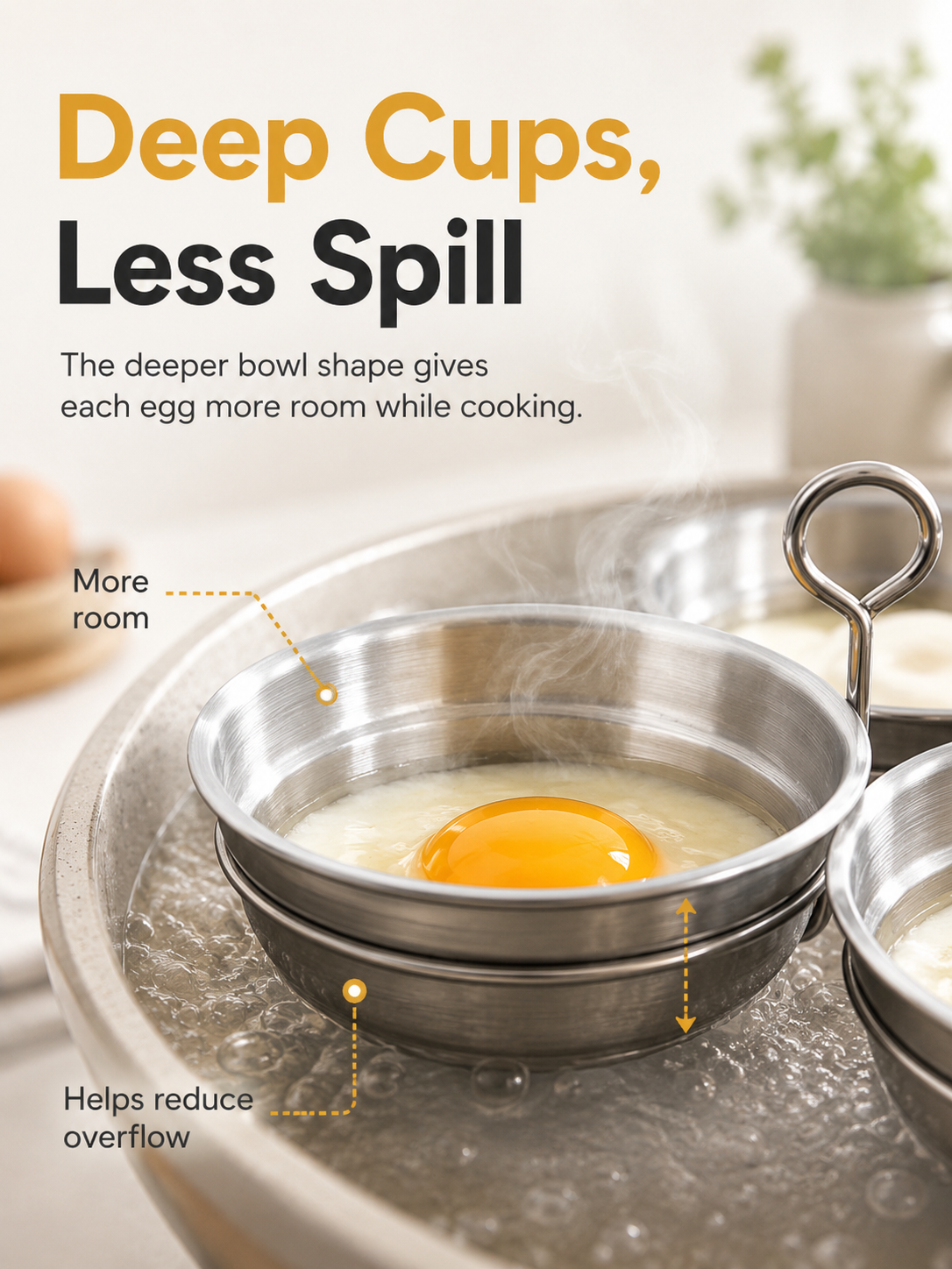 🍳 3-Cup Stainless Steel Egg Steamer
