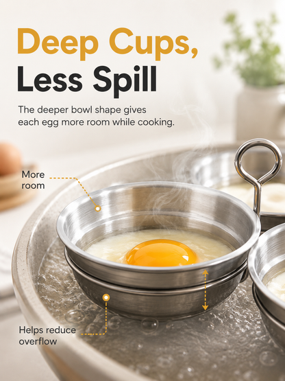 🍳 3-Cup Stainless Steel Egg Steamer