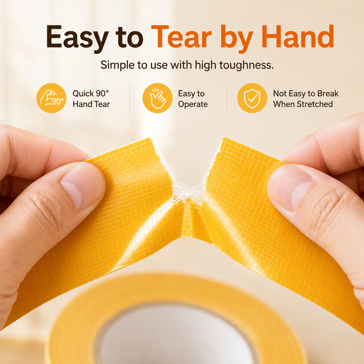 Heavy Duty Double Sided, Strong Adhesive PET Tape, Removable No Residue