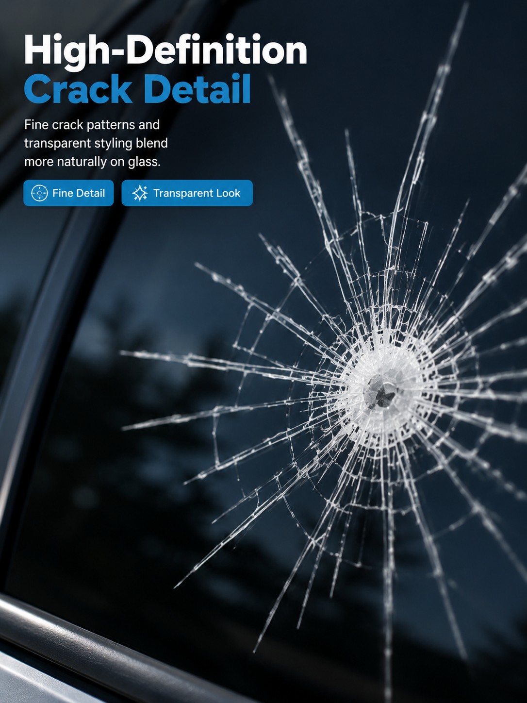 💥 3D Car Window Shatter Prank Decal