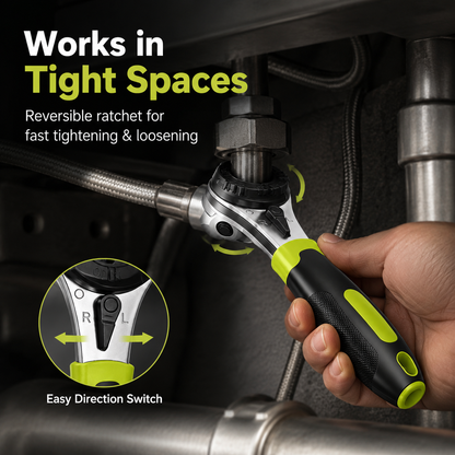 Adjustable ratchet wrench set, suitable for 6-22mm screws