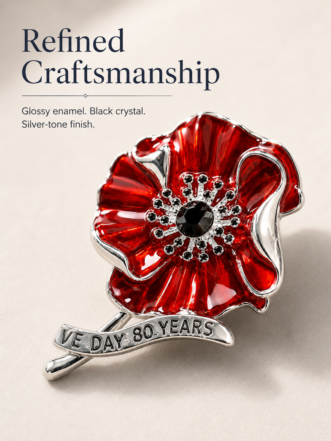 VE Day 80 Poppy Brooch | Limited Edition Anniversary Keepsake