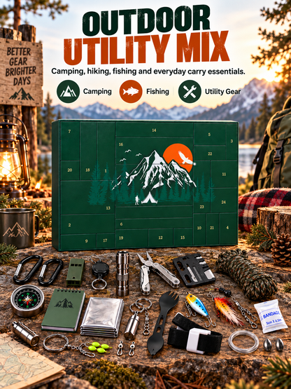 🏕️ OUTDOOR LOVER FAVORITE | 24-Piece Camping Gear Advent Calendar – Christmas Countdown Gift for Adults