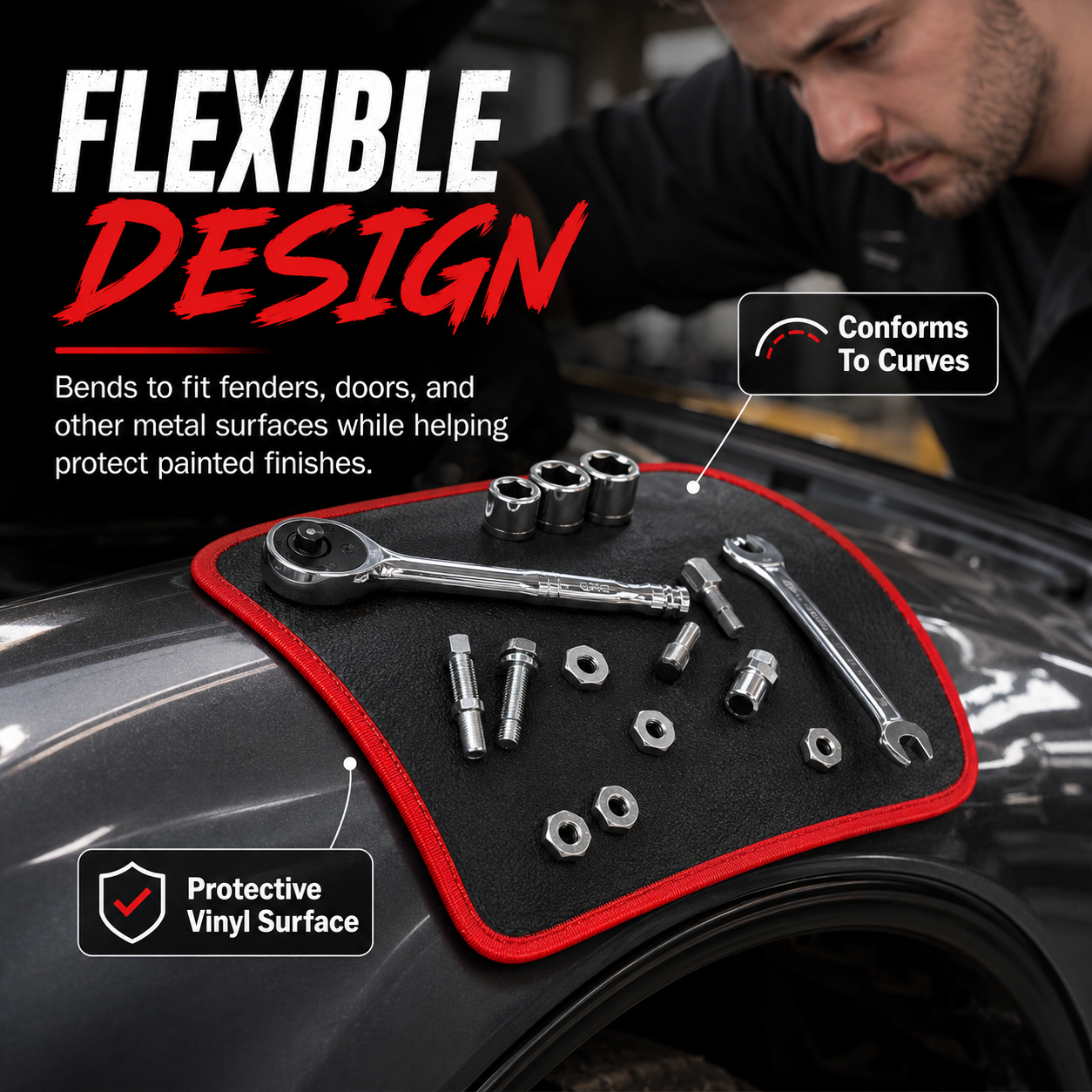 🔧 Flexible Magnetic Tool Holder Mat Set