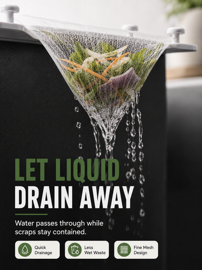 🗑️ Smart Sink Strainer Holder Kit With 50 Mesh Bags – Keep Food Scraps Away From Your Drain
