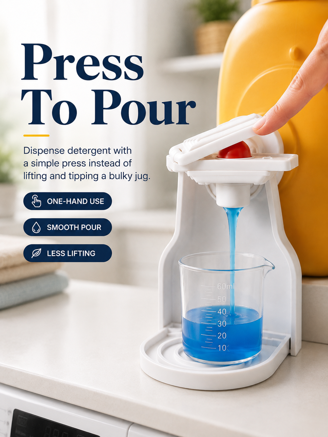 🧺 No-Drip Laundry Detergent Dispenser Cup Holder & Drip Tray