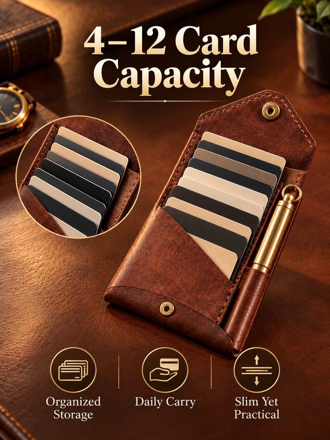 🎁Vintage Handmade Leather Wallet With Business Card Holder