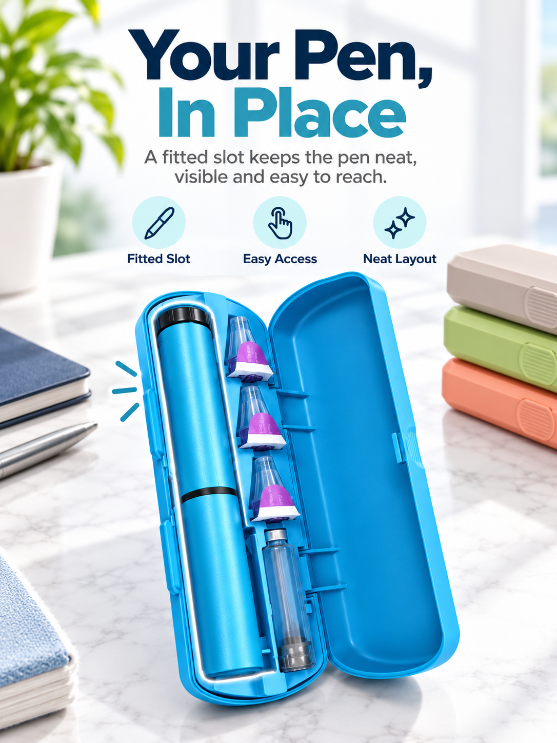 💉 60IU Injection Pen & Hardshell Carry Case Set – Organized Travel Storage Kit
