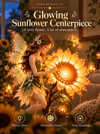 🧚 Enchanted Sunflower Fairy Lamp – Warm Glow Fantasy Table Decor