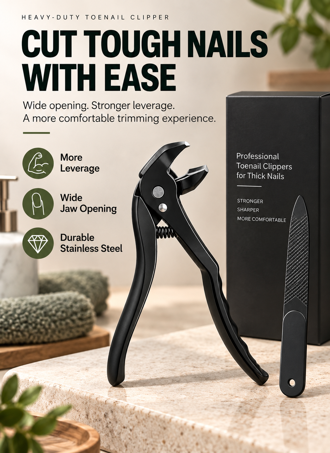 ✂️ Heavy-Duty Wide-Jaw Nail Clipper