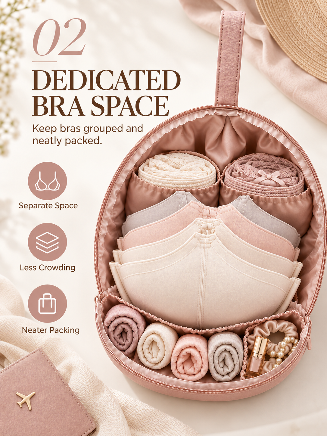 Travel Underwear Organizer Bag – Multi-Compartment Bra & Lingerie Packing Case