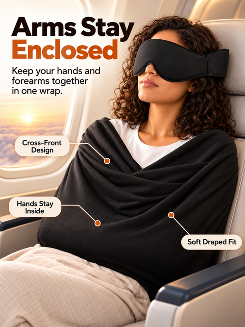 ✈️ Arm-Wrapping Travel Sleep System – Wraparound Comfort & Eye Coverage