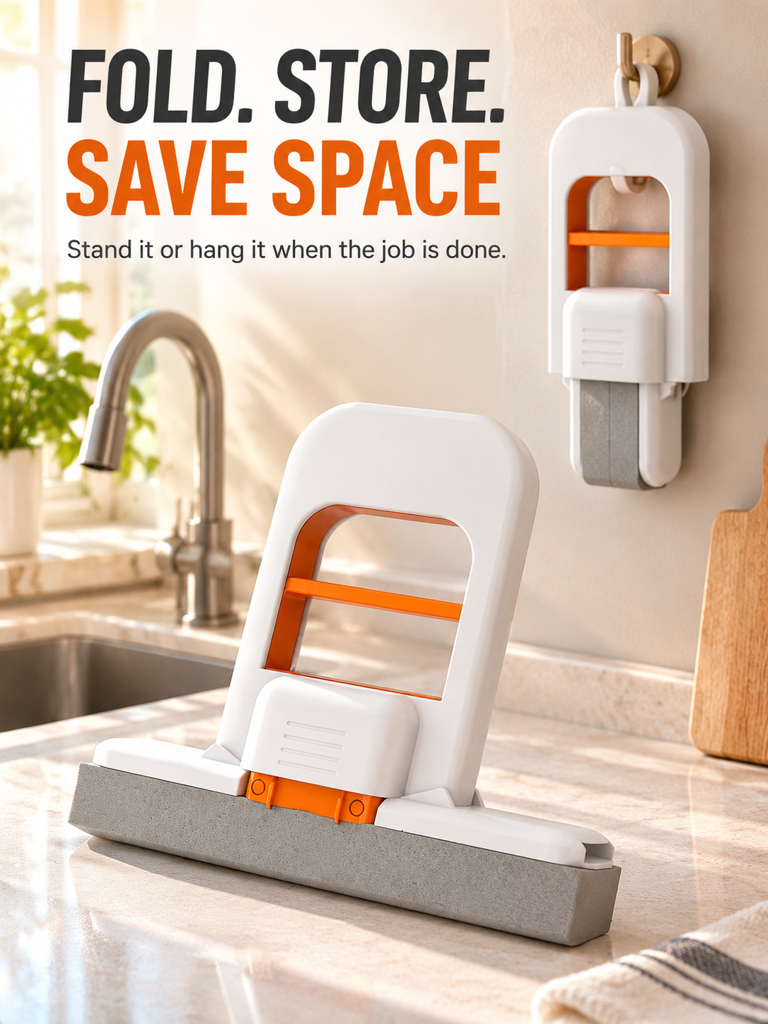 🧽 Foldable Handheld Sponge Squeegee – Quick Water Removal & Easy Countertop Cleaning