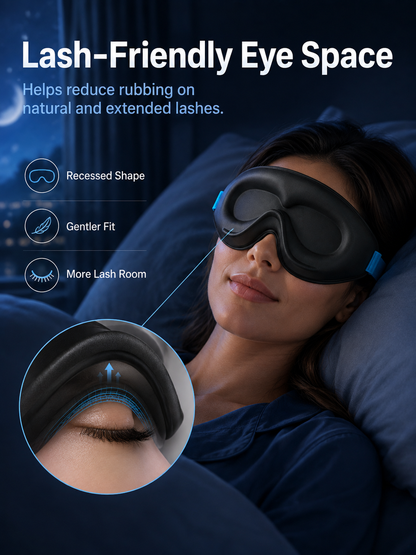 😴 3D Zero-Pressure Blackout Sleep Mask – Lash-Friendly Contoured Memory Foam Eye Mask