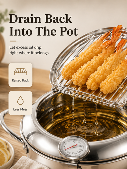 🔥304 Stainless Steel Deep Fryer Pot