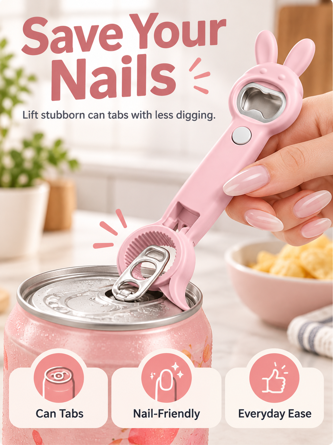🐰 5-in-1 Magnetic Rabbit Kitchen Opener – Jar, Bottle, Can & Wine Helper