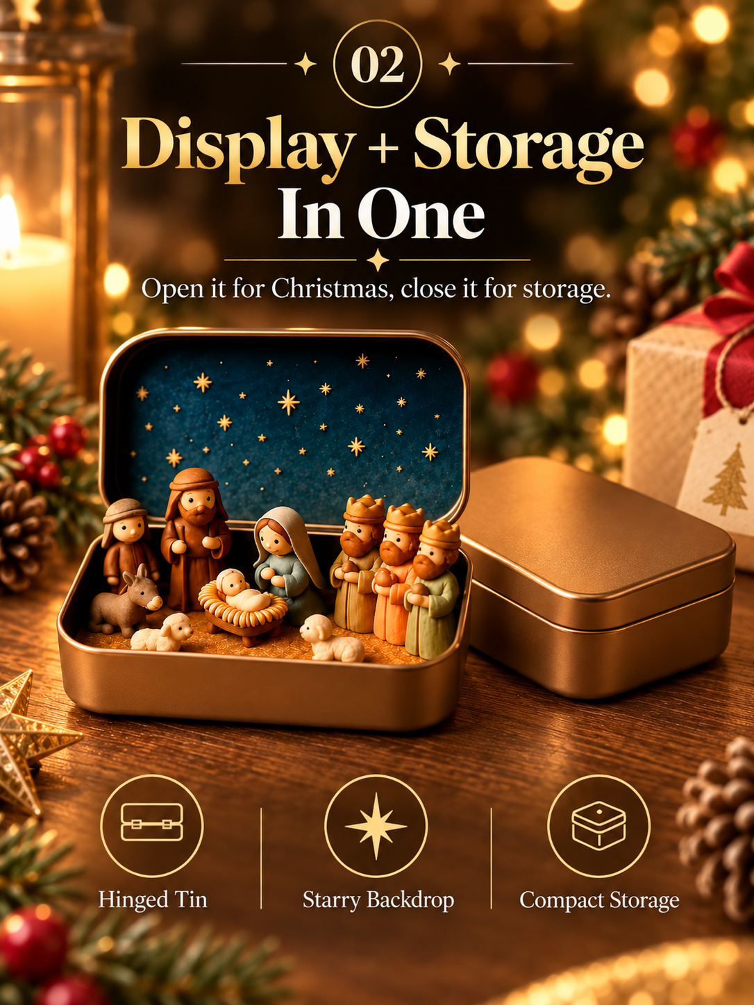 Daily 1000+ Sold｜Mini Christmas Nativity Set in Tin Box