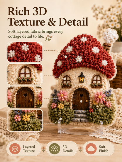 🔥Last Day 48% OFF - ✨🧘Relaxing & Beginner-Friendly-✨Whimsical Village 3D Fabric Poke Art Kit