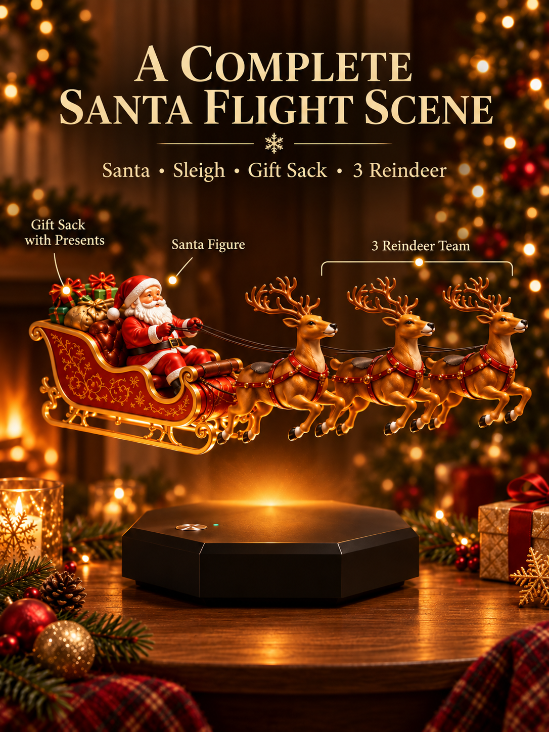 🎄Magnetic Levitation Santa Sleigh Christmas Display