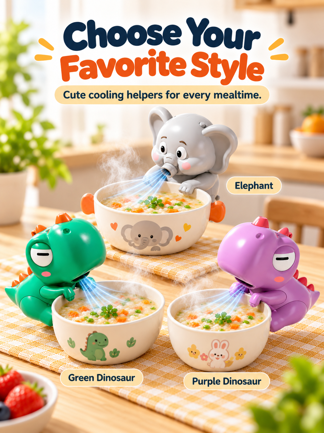 🐘 Hands-Free Food Cooling Fan – Cool Hot Meals Faster Without Blowing