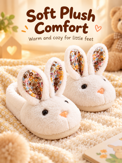🐰 Cozy 3D Bunny Plush Slippers for Kids – Soft Warm Indoor House Shoes