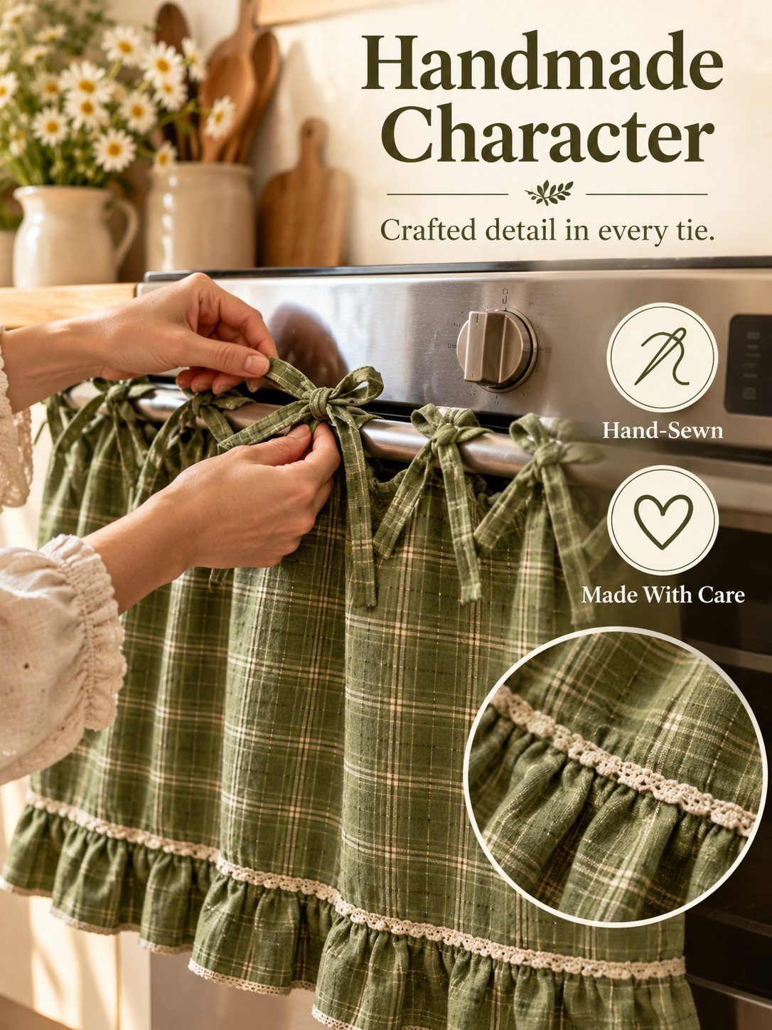 🧺 Handmade Oven Skirts | Farmhouse Kitchen Décor🔒 Heat-Resistant | 🎀 Effortless Install | ✨ Hide Clutter & Elevate Style