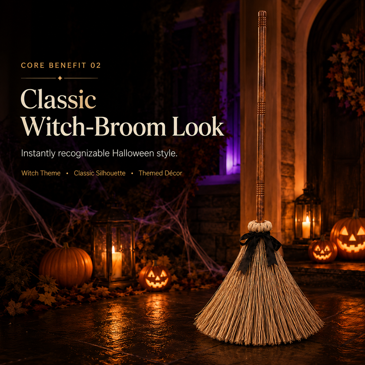 🧹 Animated Witch Broom Halloween Decor