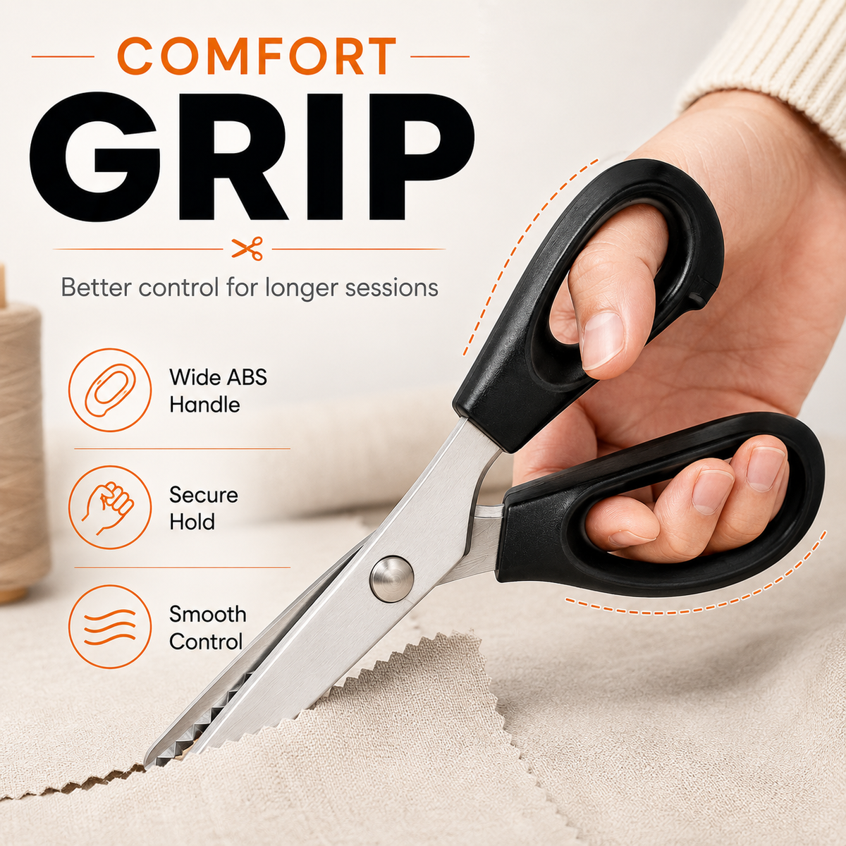 ✂️ Professional Pinking Shears – Stainless Steel Zigzag Fabric Cutting Scissors