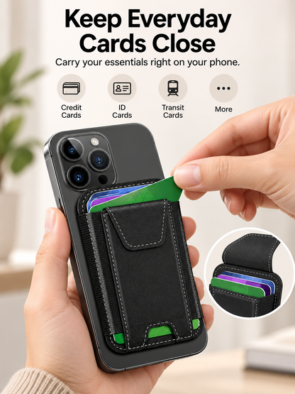 🧲 Magnetic Phone Wallet with Rotating Stand