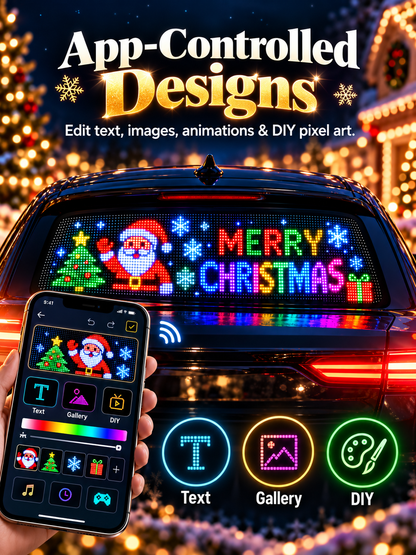 🎄 Christmas LED Car Rear Window Display – App-Controlled Flexible Pixel Screen
