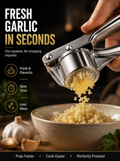 🧄 Heavy-Duty Stainless Steel Garlic Press – Fresh Minced Garlic in Seconds