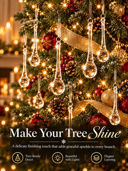 🎄 Christmas Crystal-Look Teardrop Ornaments – Sparkling Hanging Decorations for Christmas Trees & Holiday Decor